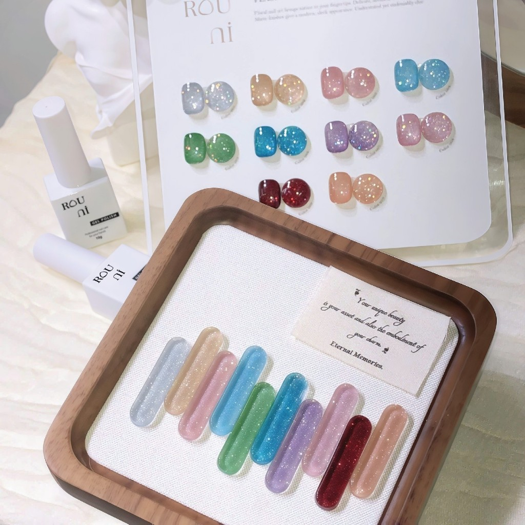 ROUni Sơn móng tay nhũ flash mật độ cao siêu sáng lấp lánh, sơn nhũ kim tuyến chuyên dụng ngành nail