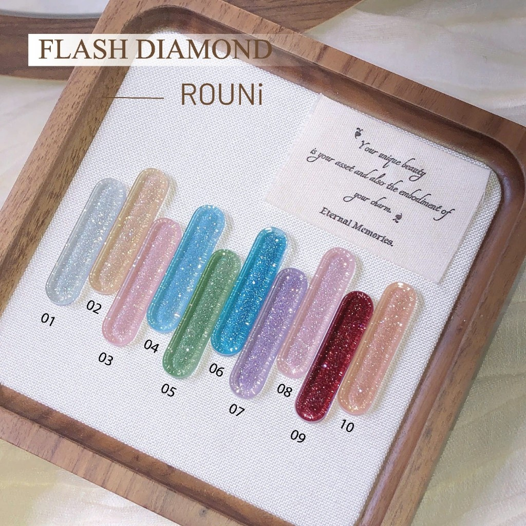 ROUni Sơn móng tay nhũ flash mật độ cao siêu sáng lấp lánh, sơn nhũ kim tuyến chuyên dụng ngành nail