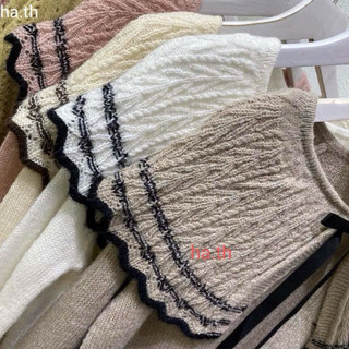 LT - Áo len nữ dài tay thu đông, cổ bẻ choàng vai đính nơ tiểu thư vintaget 1256