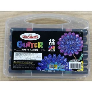 Hộp bút lông màu nhũ 2 đầu cọ Colormate, bút lông màu Glitter acrylic - COLORMATE