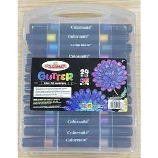 Hộp bút lông màu nhũ 2 đầu cọ Colormate, bút lông màu Glitter acrylic - COLORMATE