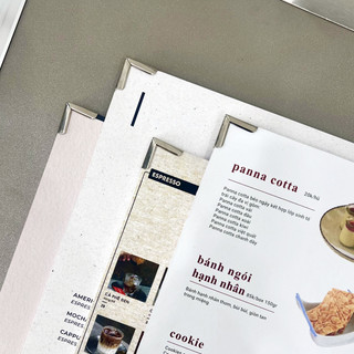 In Menu Formex Nẹp Góc Kim Loại ADOR, Menu Bìa Cứng, In Menu Giấy Bồi, Menu Formex Chống Nước