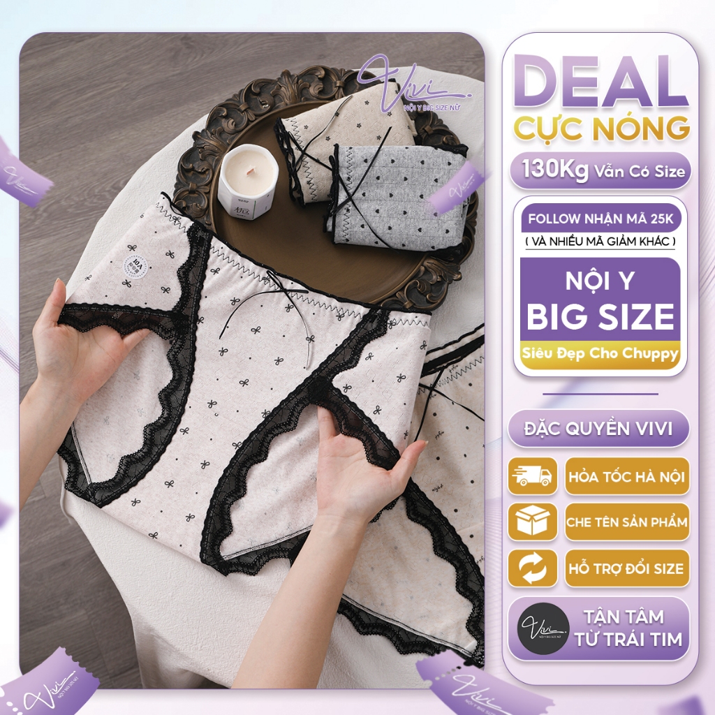 Quần lót Bigisze nữ cotton viền ren quyến rũ, Cạp trung đùi xẻ cao ...