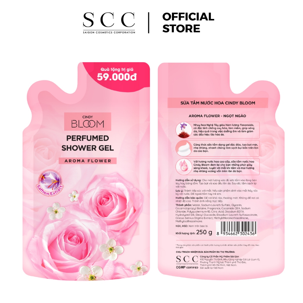 [HB GIFT] Túi Refill Sữa Tắm CINDY BLOOM 250g (mùi giao ngẫu nhiên)