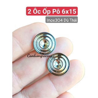 Ôc ốp pô 6li15 salaya mẫu thái inox304 kèm lông đền đỏ phụ kiện xe máy caoduongracing