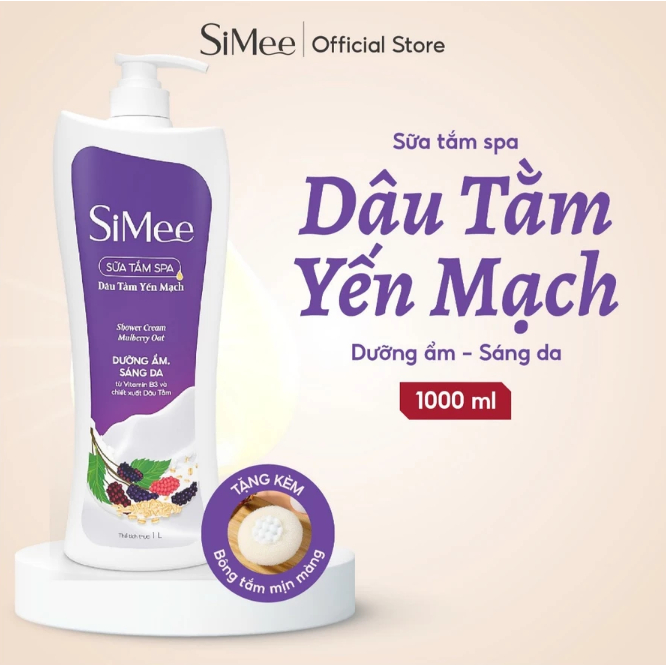 Sữa tắm spa SiMee hương Dứa Hồng – Dâu Tằm Yến Mạch | Dưỡng trắng – Dưỡng ẩm – Dịu da | Chai 1L
