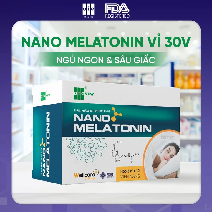 OIC NEW Nano Melatonin Hỗ Trợ Cải Thiện Tình Trạng Mất Ngủ, Hộp 30 Viên