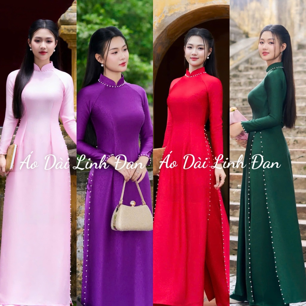 Đủ màu áo dài lụa Hà Lan cao cấp kết  sang trọng - Áo Dài Linh Đan