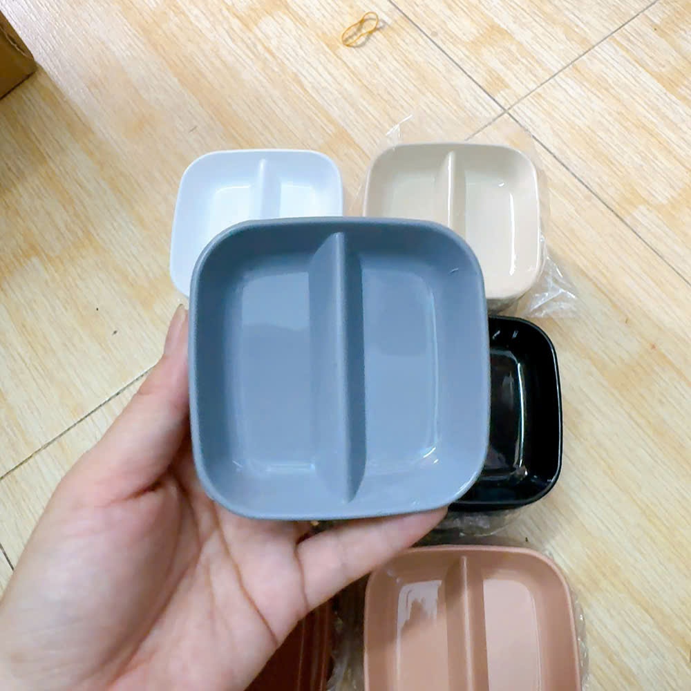 COMBO 10 chén đựng nước chấm 2 ngăn nhiều màu -  chén nhựa đựng nước chấm BKP nhiều màu