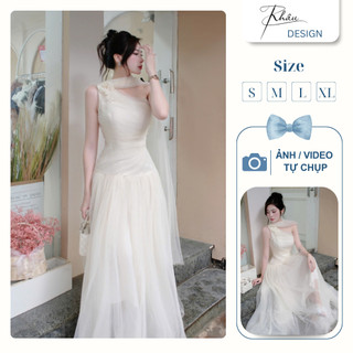 Đầm thiết kế thương hiệu Ren DESIGN by Khâu lưới kem vạt dài sang chảnh K750
