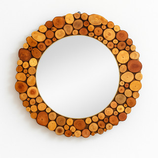 (GT-01) Gương gỗ treo tường LỘC MỘC kích thước tròn D60cm - Handmade Decor Nghệ Thuật thiên nhiên