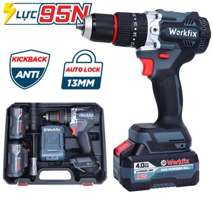 Máy khoan pin WORKFIX WF-ID1395BL, máy khoan tường cầm tay - Khoan Bê Tông - Bắt - Vít không chổi than 220V