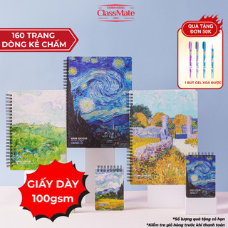 Sổ Lò Xo Van Gogh 100gsm 160 Trang, Sổ Tay A5/ B5 Giấy Kẻ Chấm Dot Grid Không Lem Mực Dùng Ghi Chép,Take Note 16-003
