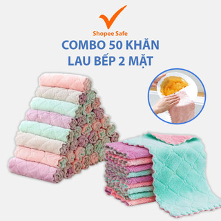 Combo 50 khăn lau bếp đa năng 2 mặt dày dặn - siêu thấm hút, mềm mịn, tiện lợi