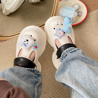 Dép sục nữ đế cao 7cm Mita dáng Holo kèm charm Cún hồng/xanh kiểu sandal quai hậu CS-205