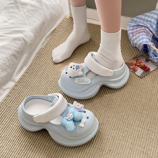 Dép sục nữ đế cao 7cm Mita dáng Holo kèm charm Cún hồng/xanh kiểu sandal quai hậu CS-205