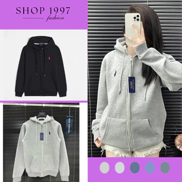 Áo Khoác Hoodie Zip Nam Nữ Nỉ Bông Thêu Hình Ngựa Trước Ngực. Áo Hoodie zip Nam Nữ Unisex với 2 màu siêu hot 2025