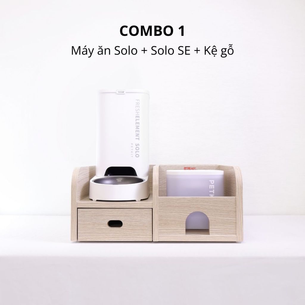 Combo Kệ Gỗ + Máy Ăn Tự Động + Máy Lọc Nước Cho Chó Mèo Tiện Lợi, Tiết Kiệm
