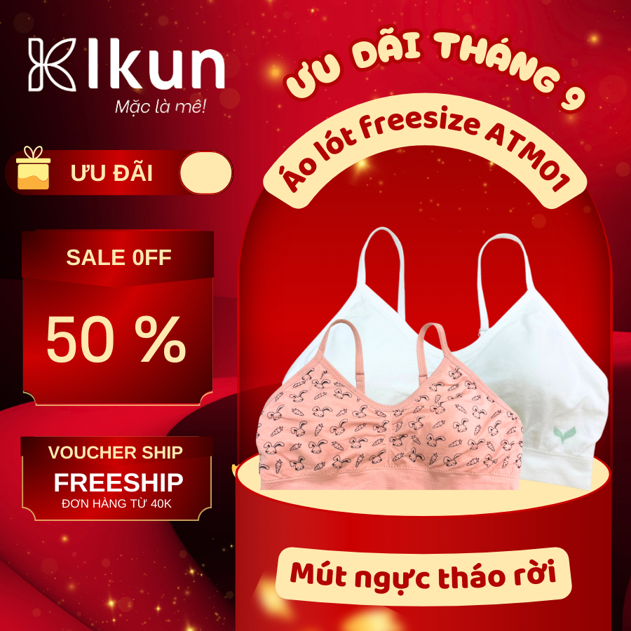 Áo lót dệt kim có mút ngực tháo rời IKun ATM01 màu trắng màu cam hồng ...