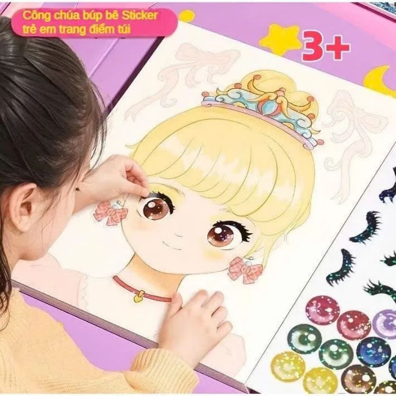 Công chúa trang điểm túi kim cương dán cô gái làm tay DIY công chúa ăn mặc đồ chơi cô gái quà tặng