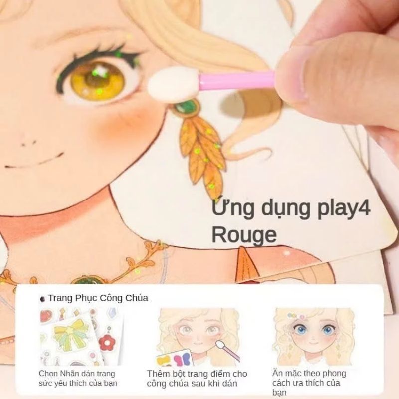 Công chúa trang điểm túi kim cương dán cô gái làm tay DIY công chúa ăn mặc đồ chơi cô gái quà tặng