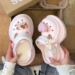 Dép sục nữ đế cao 7cm Mita dáng Holo kèm charm Cún tim kiểu sandal quai hậu CS-206