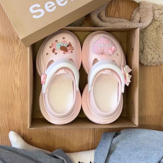 Dép sục nữ đế cao 7cm Mita dáng Holo kèm charm Cún tim kiểu sandal quai hậu CS-206