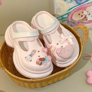 Dép sục nữ đế cao 7cm Mita dáng Holo kèm charm Cún tim kiểu sandal quai hậu CS-206