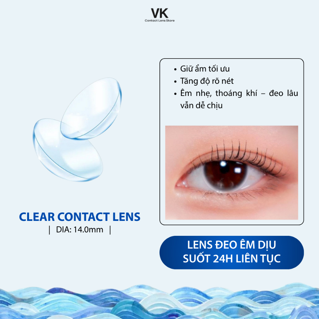 (1 chiếc) VK Lens - LENS CẬN TRONG SUỐT 1 ngày - 3 tháng - 6 tháng, độ ...