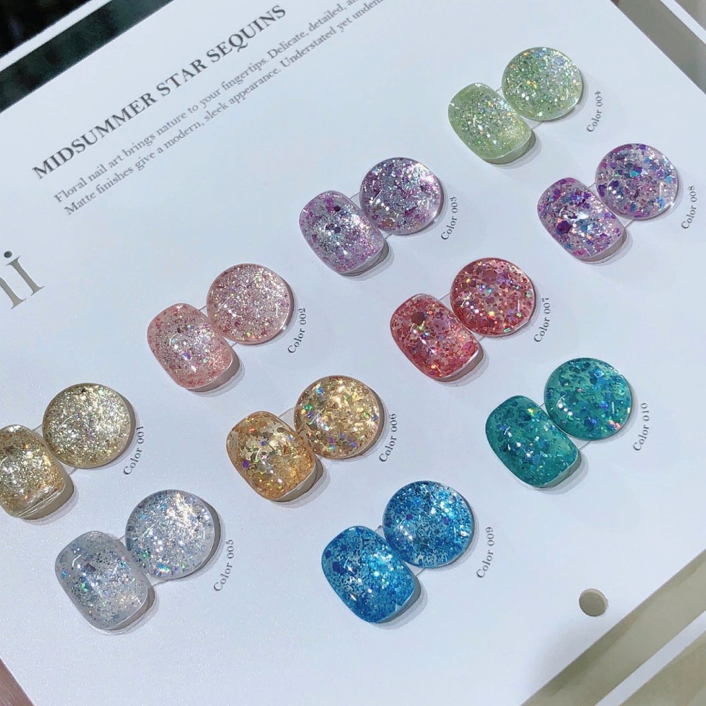 Set ROUni sơn nail nhũ kim tuyến hạt to, hạt vỡ mẫu mới siêu sáng, tôn da chuyên dụng cho tiệm nail