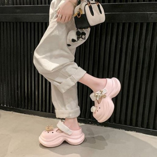 Dép sục nữ đế cao 7cm Mita dáng Holo kèm charm Cá mèo bông kiểu sandal quai hậu CS-207