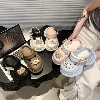 Dép sục nữ đế cao 7cm Mita dáng Holo kèm charm Cá mèo bông kiểu sandal quai hậu CS-207