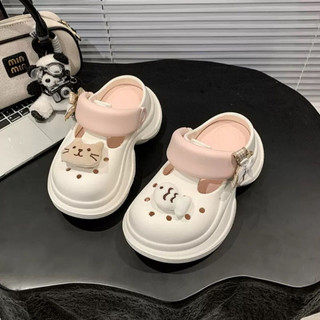 Dép sục nữ đế cao 7cm Mita dáng Holo kèm charm Cá mèo bông kiểu sandal quai hậu CS-207