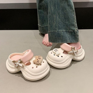 Dép sục nữ đế cao 7cm Mita dáng Holo kèm charm Cá mèo bông kiểu sandal quai hậu CS-207