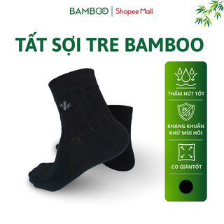 Tất đen nam nữ cổ trung sợi tre Bamboo cao cấp phù hợp chơi thể thao, co giãn 4 chiều thoáng mát