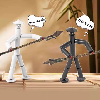 Đồ Chơi Người Tre Đối Kháng Rút Dây Kèm Nhiều Phụ Kiện, Mô Phỏng Múa Rối Nước - Đồ Chơi Dân Gian Vui Nhộn Giảm Stress