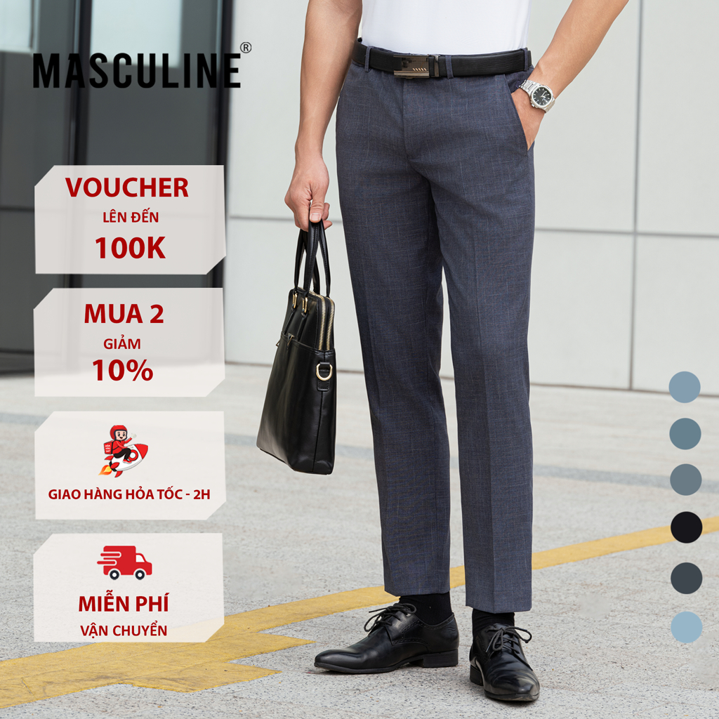 Quần âu nam công sở Chính Hãng MASCULINE, Quần vải Form Slim fit, không nhăn, dễ phối đồ - MQC24.1