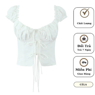 [ HÀNG SẴN, ẢNH THẬT ] Áo Croptop Trắng cổ Vuông Chất Linen ( Lanh ), Áo Babydoll dây rút Tiểu Thư, Áo Croptop Công Chúa