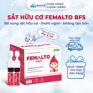 TPBVSK SẮT HỮU CƠ Novocare Femalto drops ống uống BFS 0,5ml bổ sung sắt hữu cơ, thơm ngon, không táo bón