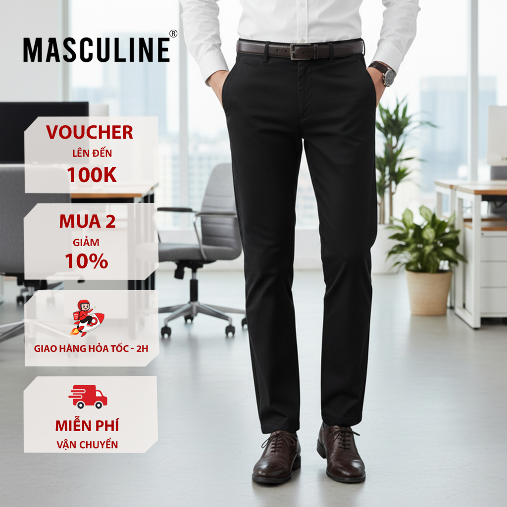 Quần kaki nam Masculine cao cấp, chất liệu cotton thoáng mát, dáng regular fit vừa vặn - K23.2