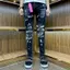 quần Jeans nam đen bạc vảy sơn đá bốn cúc có tang hồng