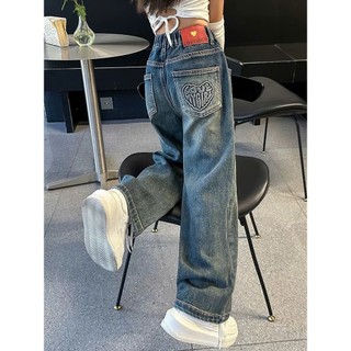 Quần Jean Ống Rộng Bé Gái Lưng Thun Co Giãn Thời Trang Hàn Quốc, Phối Túi Sau Đẹp, Size Từ 24kg Đến 52kg