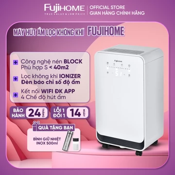 Máy hút ẩm lọc không khí bằng máy nén 25m2 FUJIHOME Nhập Khẩu, kết nối Wifi lọc ionizer phòng khách phòng ngủ đa năng