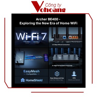 Router Wifi 7 Cao Cấp TP-Link Archer BE400 Băng Tần Kép Chuẩn BE6500 WAN 2.5Gbps Phủ Rộng, Kháng Nhiễu, Tốc Độ Cực Cao