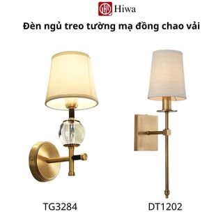 Đèn Tường Chao Vải Cao Cấp HIWA Thân Mạ Đồng, Đèn Tường Ngủ Phong Cách Cổ Điển