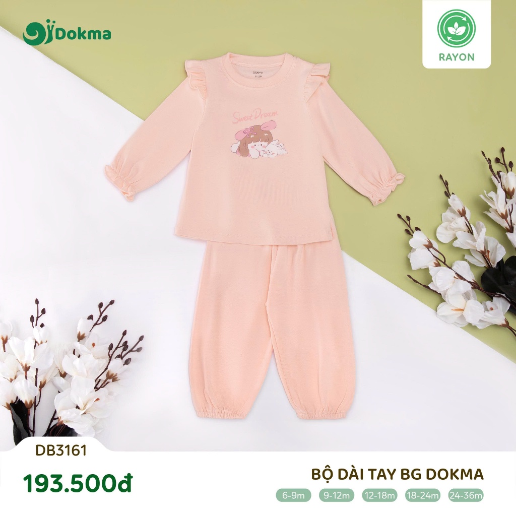 (8-13kg, 6-36M) Bộ Nỉ Cotton Dokma Cổ Tròn Dài Tay Cho Bé DB3228 DB3161 DB3183 DB2441 DB2451 DB3120