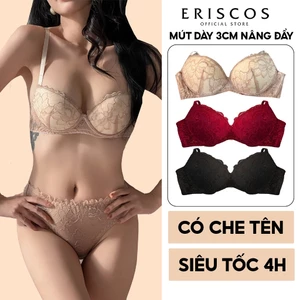 Bộ đồ lót ren áo ngực mút dày 3cm nâng đẩy tạo khe có gọng Eriscos kèm quần lót gợi cảm basic đỏ đen nu trắng