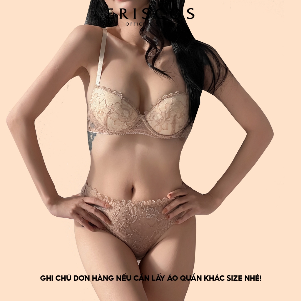 Bộ đồ lót ren áo ngực mút dày 3cm nâng đẩy tạo khe có gọng Eriscos kèm quần lót gợi cảm basic đỏ đen nu trắng