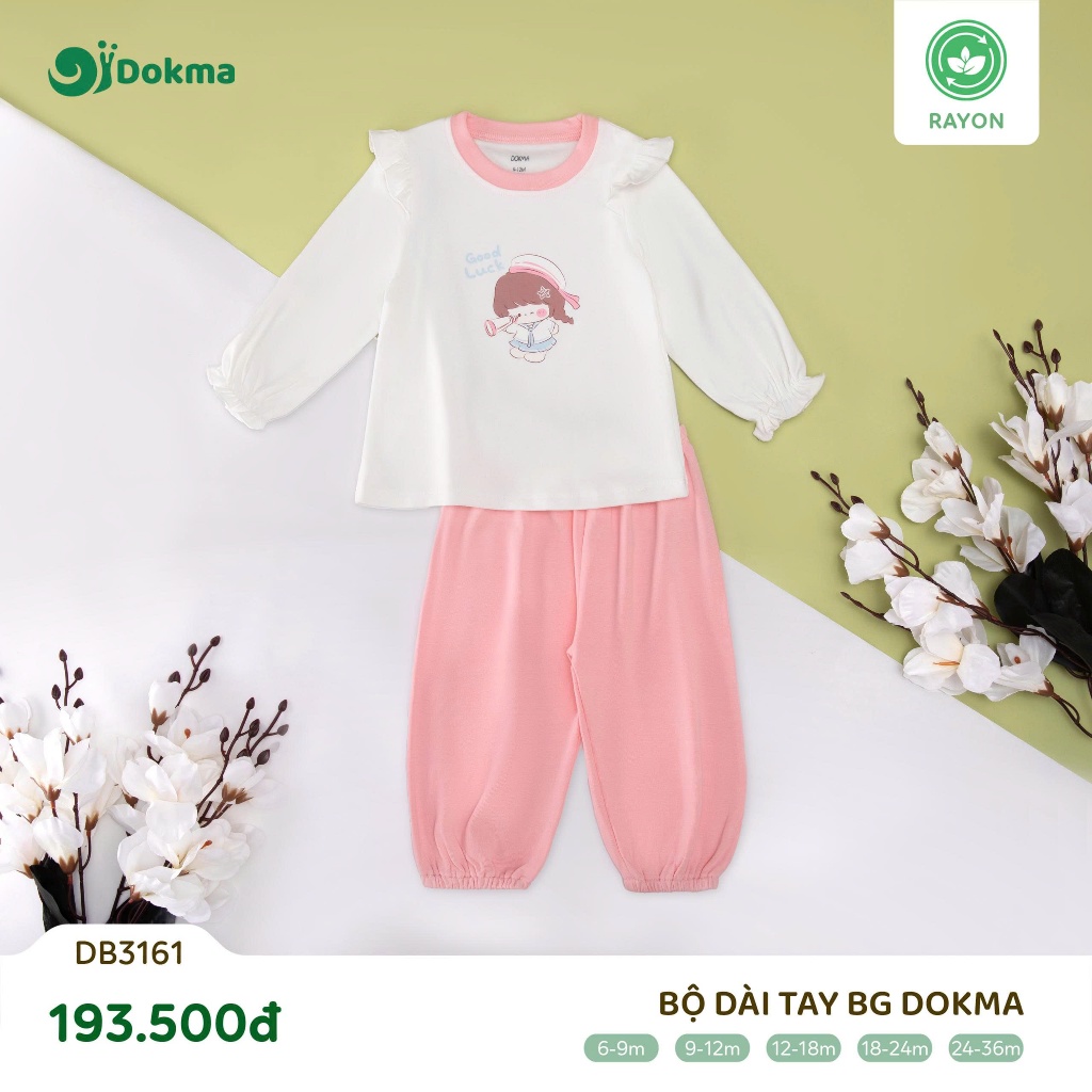 (8-13kg, 6-36M) Bộ Nỉ Cotton Dokma Cổ Tròn Dài Tay Cho Bé DB3228 DB3161 DB3183 DB2441 DB2451 DB3120