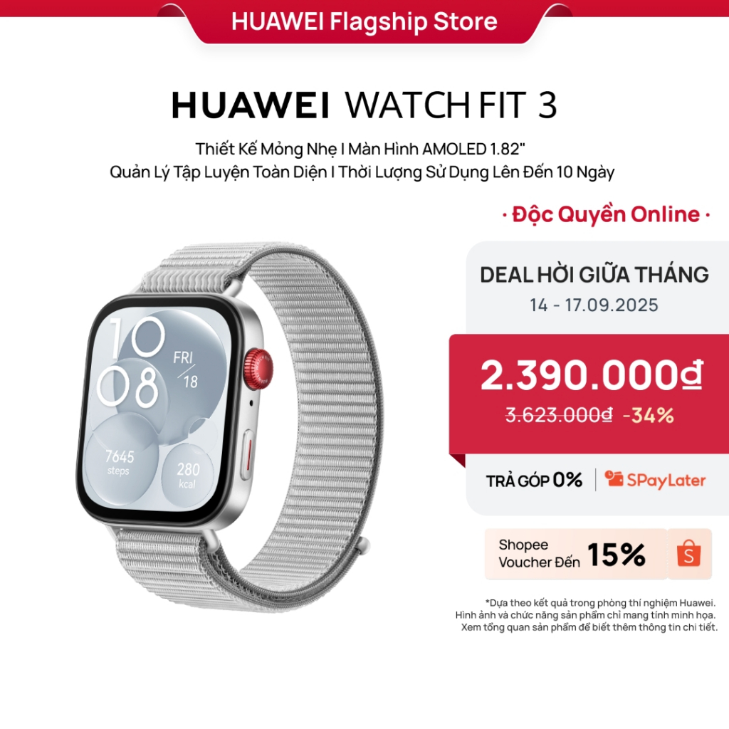 Đồng Hồ Thông Minh HUAWEI WATCH FIT Xám (Dây Nylon) Thiết Kế